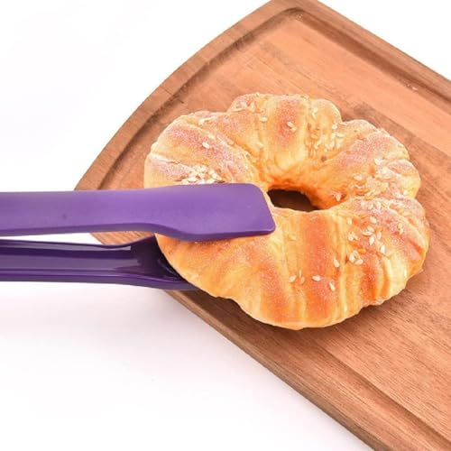 PRONTOPAL 3 Pcs Set of Different Sizes Reusable Plastic Kitchen Tongs, Non-Slip Bread Clip for Cooking, Salad, Bread, Cake, Barbecues, Good for Home Kitchens, Camping Parties, Everyday Use (Purple) - Image 2