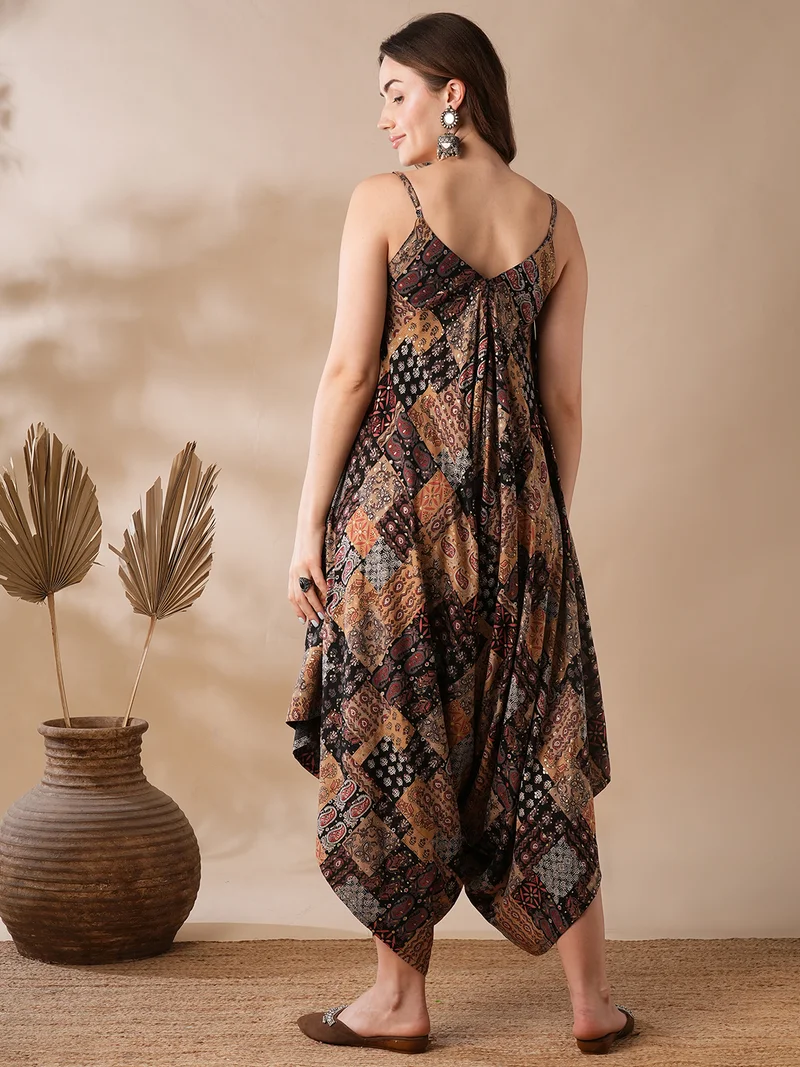 globus Women Printed Sleeveless Basic Jumpsuit