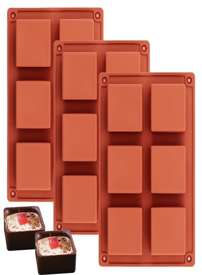 Ocmoiy 3Pcs Silicone Brownie Pan 2" x 2" x 1" Square Chocolate Baking Molds for Brownie Bites, Muffins, Fudges, Truffles, Keto Fat Bombs - Image 1