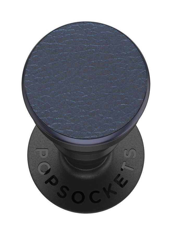 PopSockets: Collapsible Grip and Stand for Phones and Tablets - Pebbled Vegan Leather Prussian Navy - Image 1