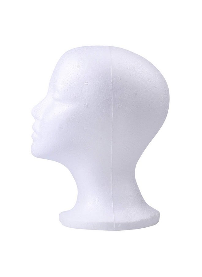 Foraineam 3 Pieces Foam Mannequin Head Wig Head Female Mannequin Wig Display Stand Holder Cosmetics Model Head White Foam Heads For Glasses Mask Hat Headband Hairpieces And More  - Image 4