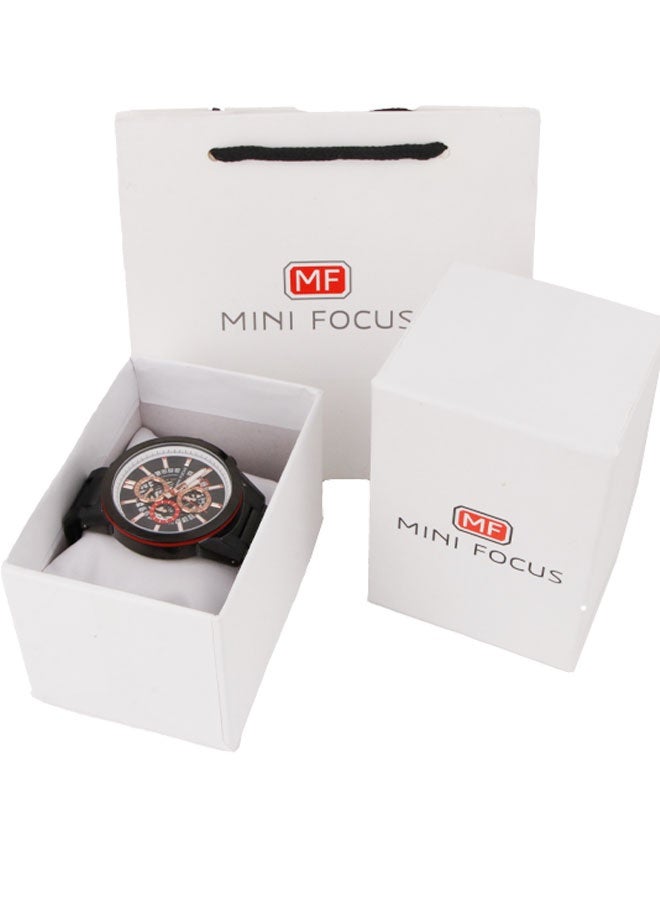 مينيفوكس ساعة رجالية فخمة من Mini Focus – كرونوغراف أنيق مقاوم للماء مع سوار معدني أسود - Image 5