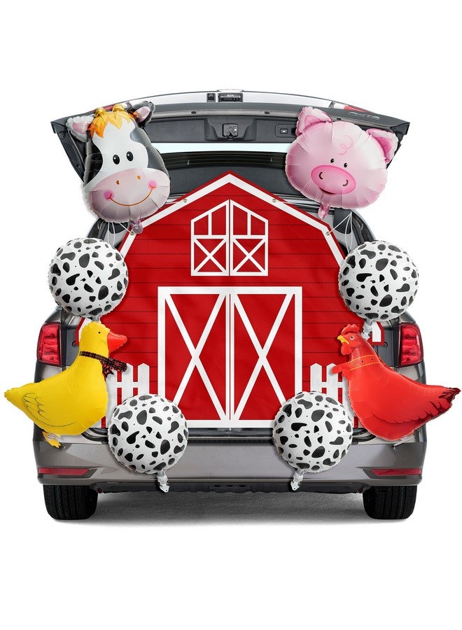 Haooryx Haooryx 14Pcs Farm Theme Trunk Or Treat Decoration Banner Balloon for Cars, Red Farmhouse Car Trunk Banner Car Archway Garage Banner Animal Balloon Exterior Halloween indoor Outdoor Home Party Supply - Image 1