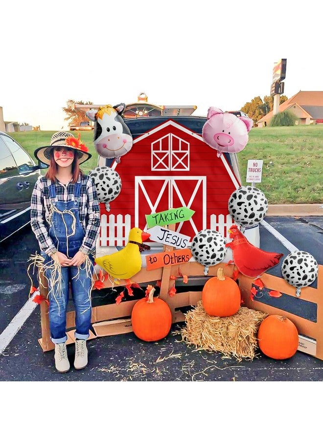 Haooryx Haooryx 14Pcs Farm Theme Trunk Or Treat Decoration Banner Balloon for Cars, Red Farmhouse Car Trunk Banner Car Archway Garage Banner Animal Balloon Exterior Halloween indoor Outdoor Home Party Supply - Image 4
