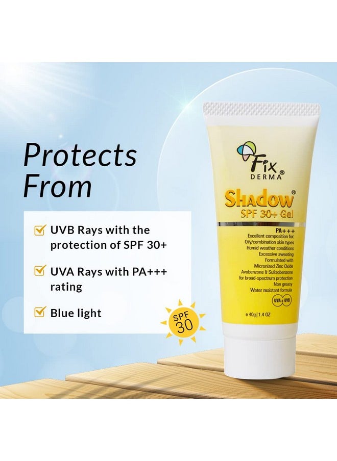 FIXDERMA Shadow Sunscreen Spf 30+ Gel Pa+++ | Sunscreen For Oily Skin | Sun Screen Protector Spf 30 | Sunscreen For Body & Face | Uva & Uvb Protection | Sunscreen For Women & Men - 40Gm (Pack Of 2)  - Image 3