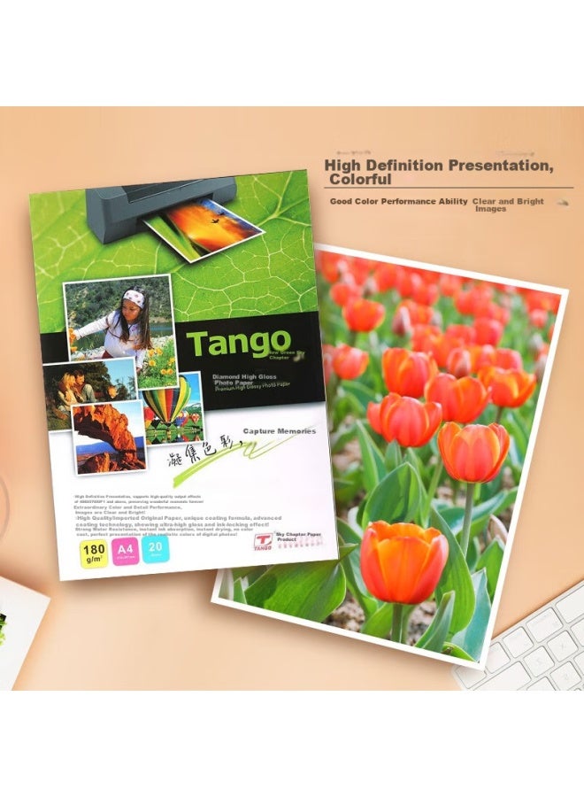 Tango New Green Tango Crystal Series A4 Photo Paper 180g High Gloss Photo Paper Printing Paper For Inkjet Printers, 20 Sheets/pack - Image 5