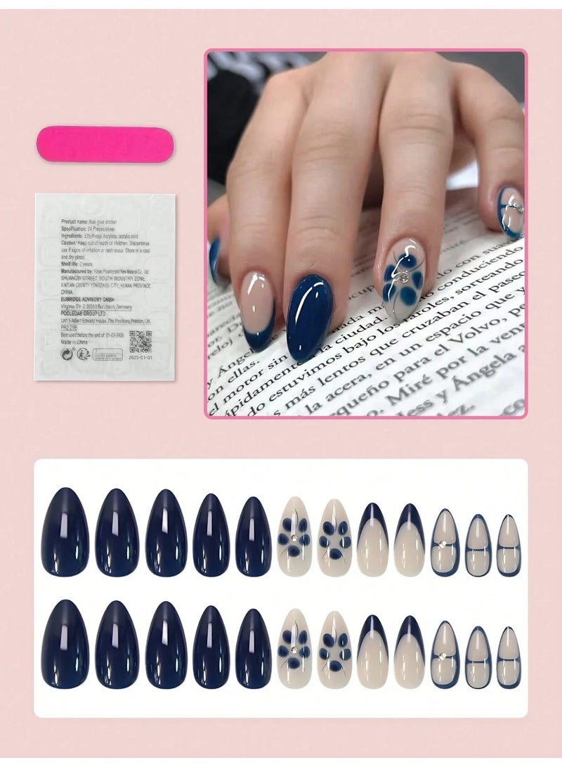 اظافر تركيب مزيفه بشكل لوزي تحتوي العلبه على 24 ظفر مع مبرد اظافر و صمغ - Image 2