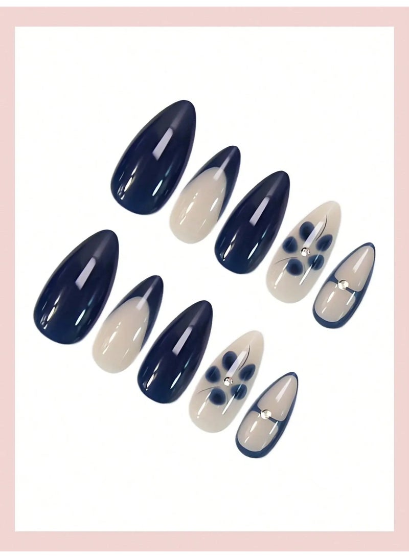 اظافر تركيب مزيفه بشكل لوزي تحتوي العلبه على 24 ظفر مع مبرد اظافر و صمغ - Image 3