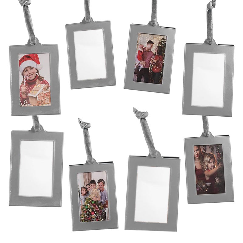 Klikel Picture Frames Ornament  Silver Small Hanging Picture Frames  Photo Ornaments for Tree  Set of 8