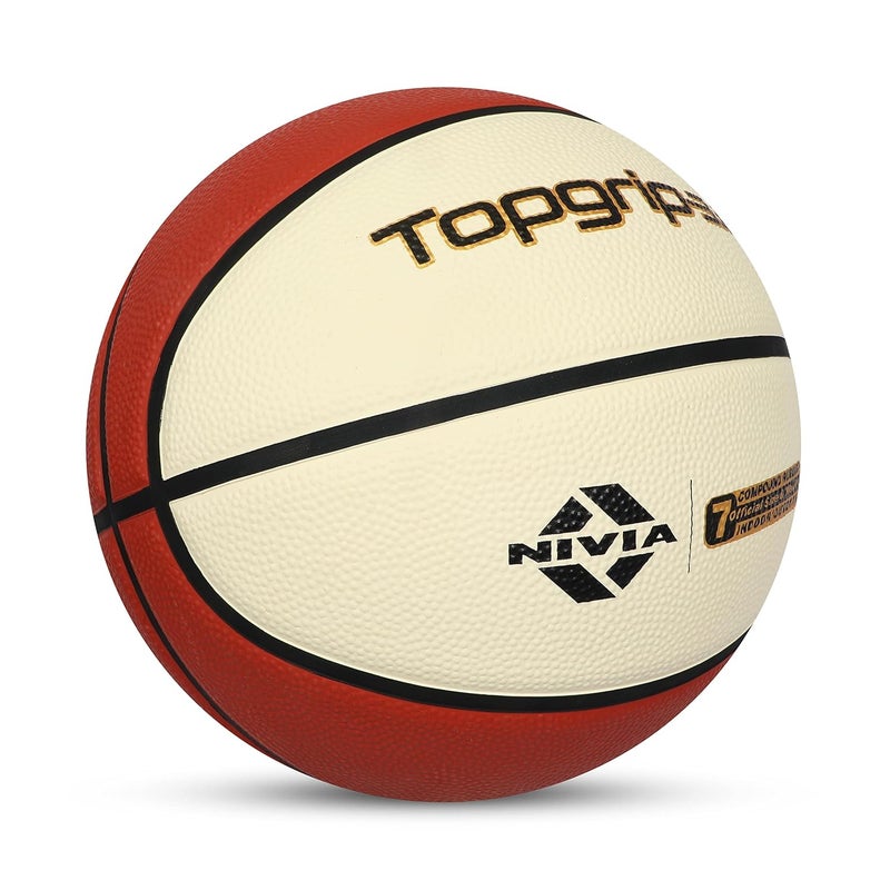 Nivia 1124 Rubber Basketball (size 7) White Brown Durable Natural Rubber 8 Panel Design Indoor and Outdoor Play - Image 5