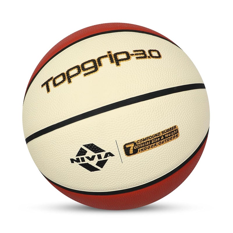 Nivia 1124 Rubber Basketball (size 7) White Brown Durable Natural Rubber 8 Panel Design Indoor and Outdoor Play - Image 4