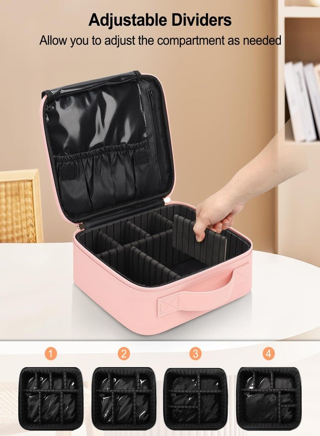 Relavel Travel Makeup Train Case Makeup Cosmetic Case Organizer Portable Artist Storage Bag with Adjustable Dividers for Cosmetics Makeup Brushes Toiletry Jewelry Digital Accessories (Pink) - Image 2