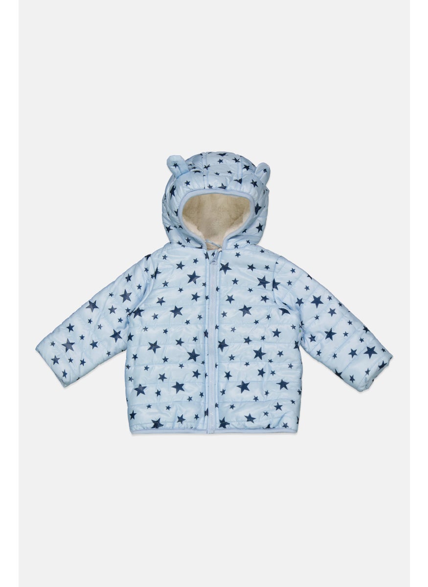 First Impressions - Toddlers Boy Hooded Allover Print Puffer Jacket, Blue - Image 1