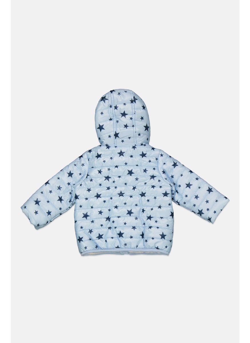 First Impressions - Toddlers Boy Hooded Allover Print Puffer Jacket, Blue - Image 1
