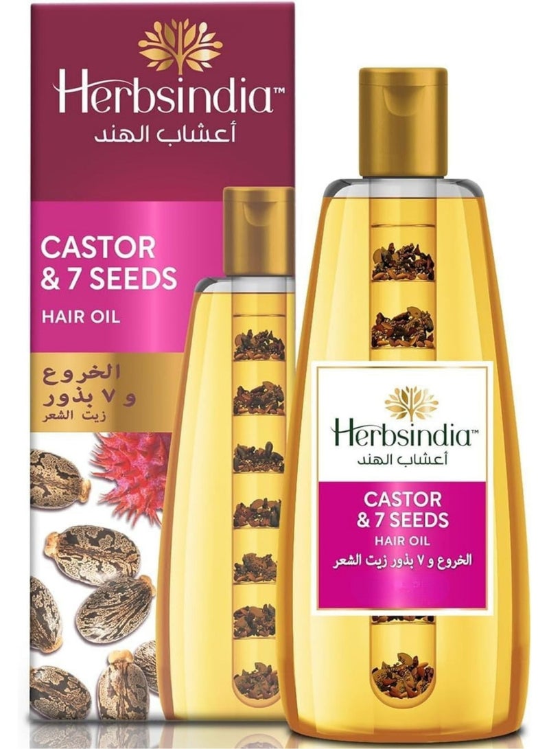 Herbsindia Castor & 7 Seeds Hair Oil With Nourish Tube 180ml - Image 1