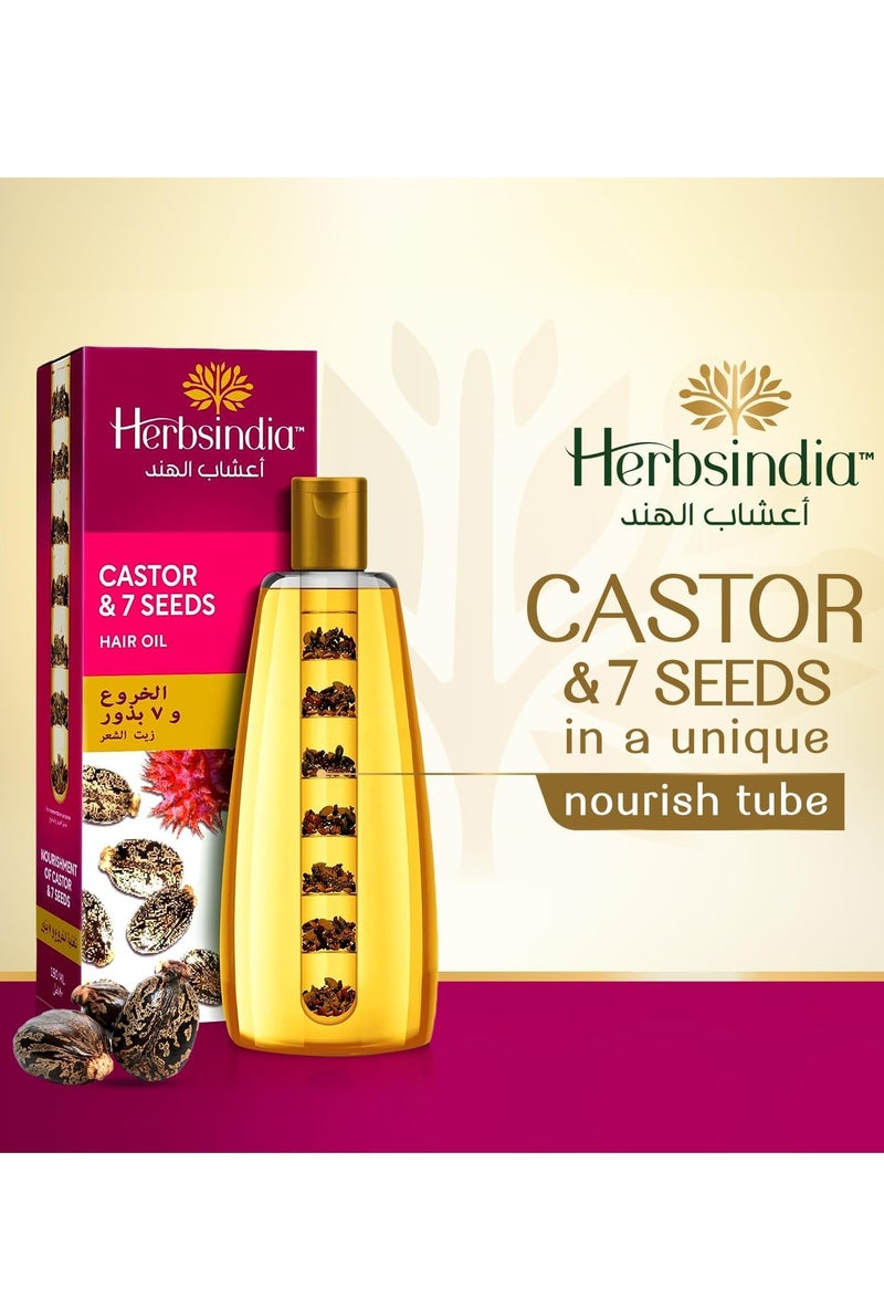 هيربس إنديا زيت شعر بتغذية الخروع وال 7 بذور مع أنبوب مغذي 180 مل - Image 2