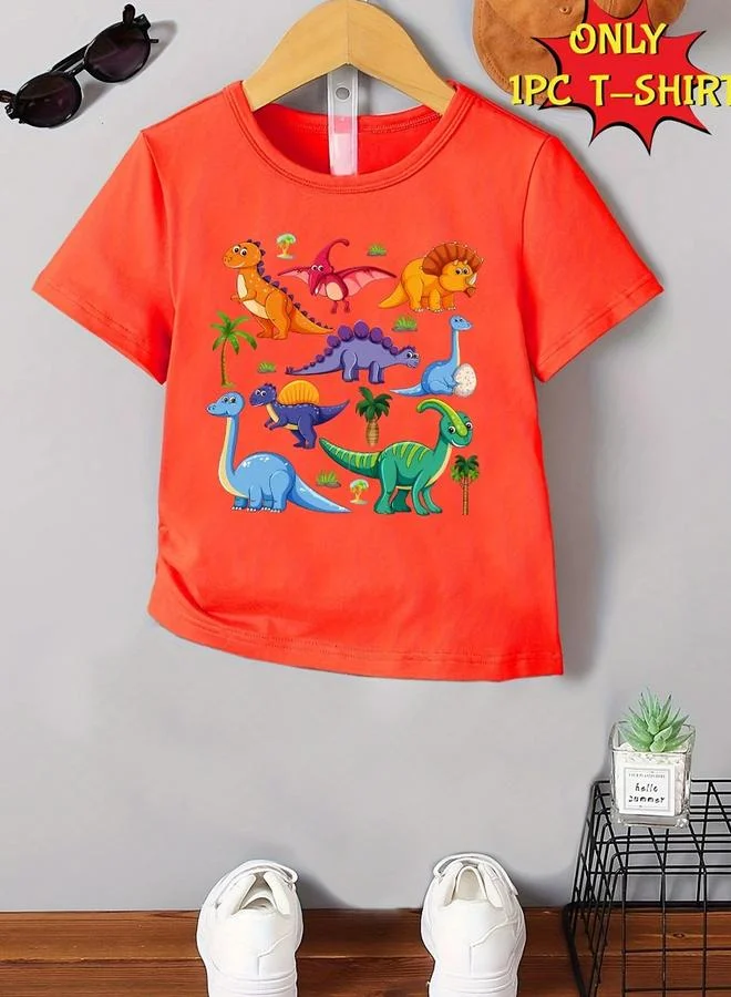 تايك تو Take Two Boys Orange Dinosaur Graphic Print T-Shirt