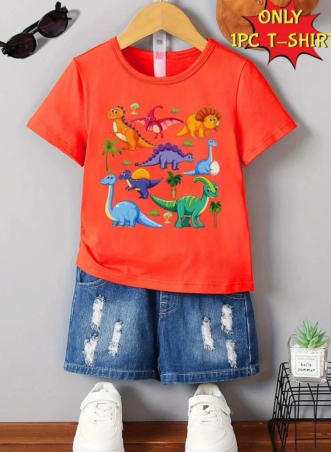 تايك تو Take Two Boys Orange Dinosaur Graphic Print T-Shirt