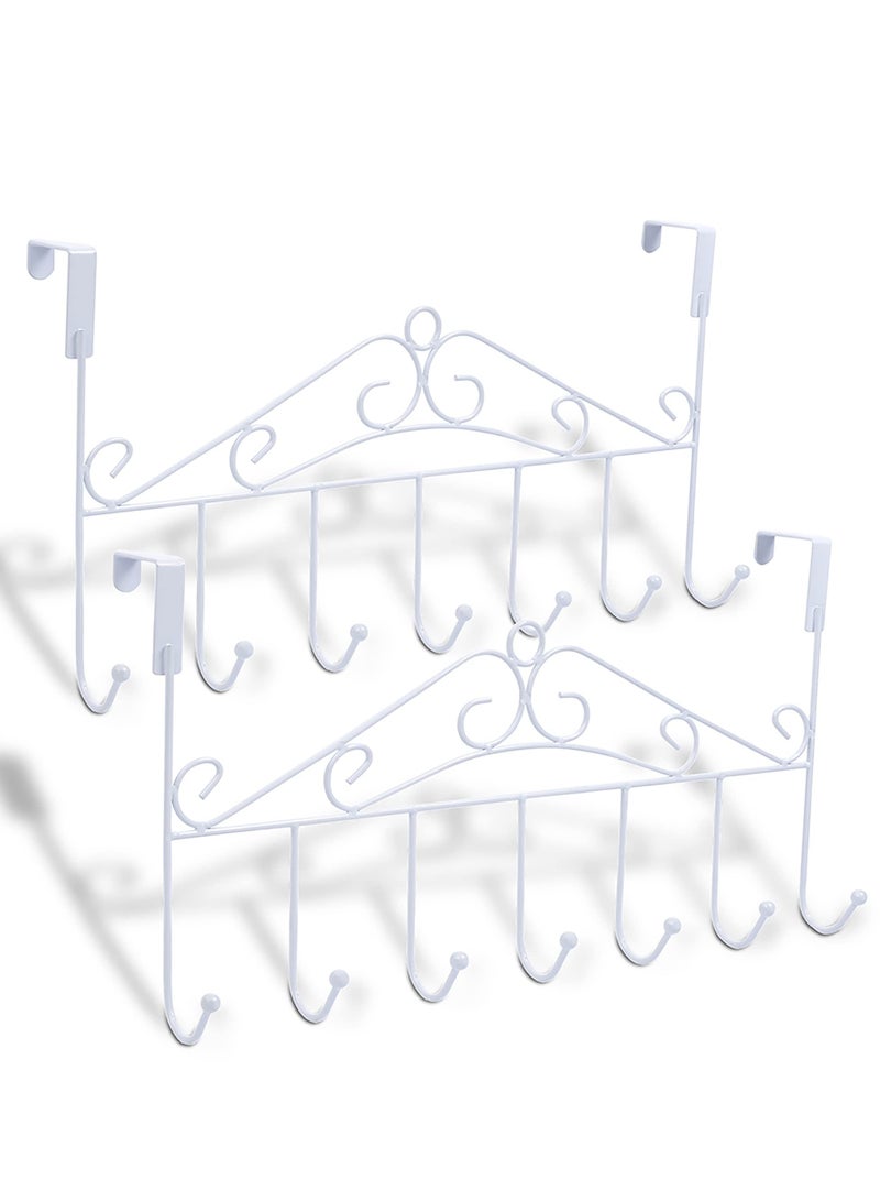 Over The Door Hooks Over The Door Towel Rack with 7 Coat Hooks for Hats Coats Towels Jackets Bags on Back of Bathroom Bedroom Closet Doors  - Image 1