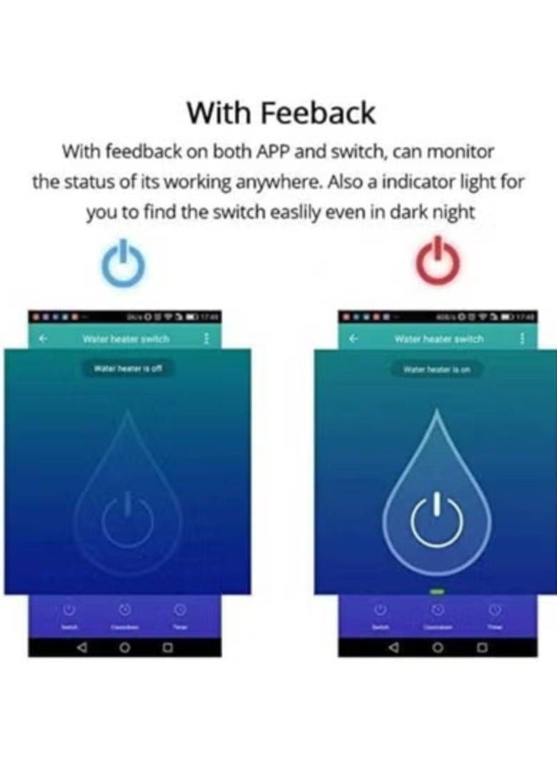AROAQ Smart WiFi Water Heater Switch – Touch Glass Panel Compatible with Alexa & Google Assistant  - Image 3