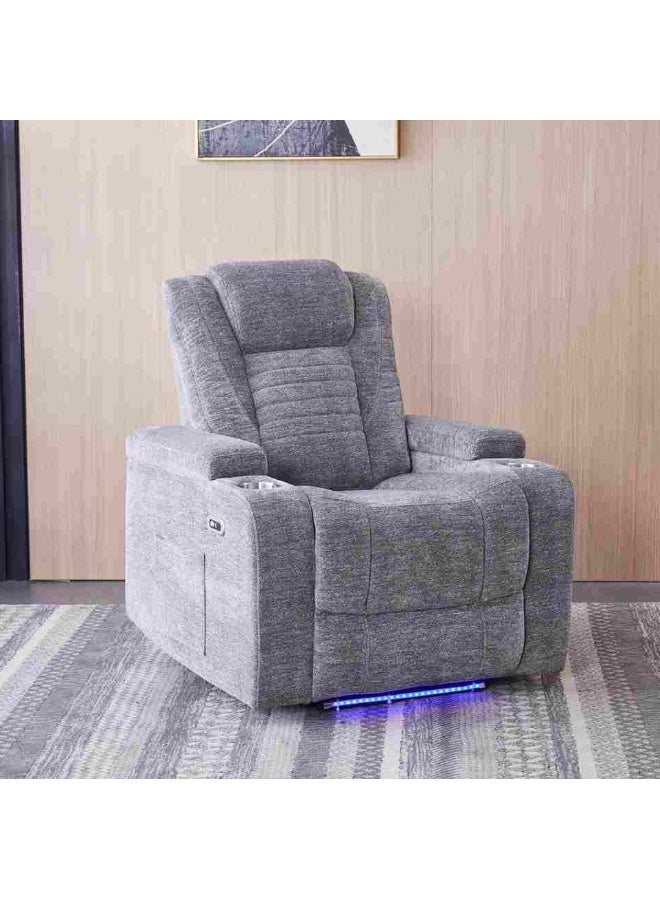 Home Box Jamaica NXT 2-Cup Holder Power Fabric Armchair Recliner Sofa with Arm Storage and LED Lights  - Image 1