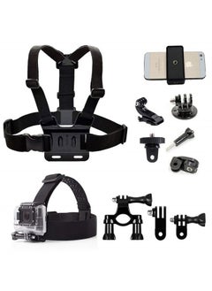 Supkeyer Action Camera Accessories Handlebar Head Chest Mount Strap Harness Adaptor with Cell Phone Clip for Gopro Hero/iPhone 14 13 12 11 Pro Max 