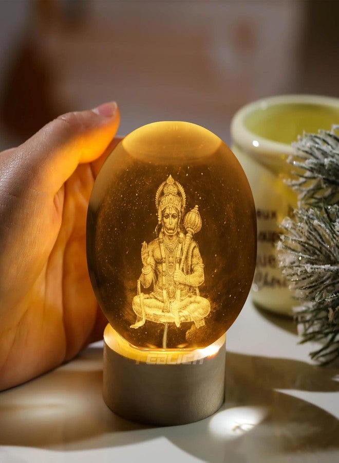 FEBLICH 3D Hanuman Crystal Ball Night Lamp, Solar System Hanuman Crystal Ball Night Light, USB Table Colorful Led Wooden Crystel Ball for Home, Office, Birthday Gift (Hanuman) - Image 4