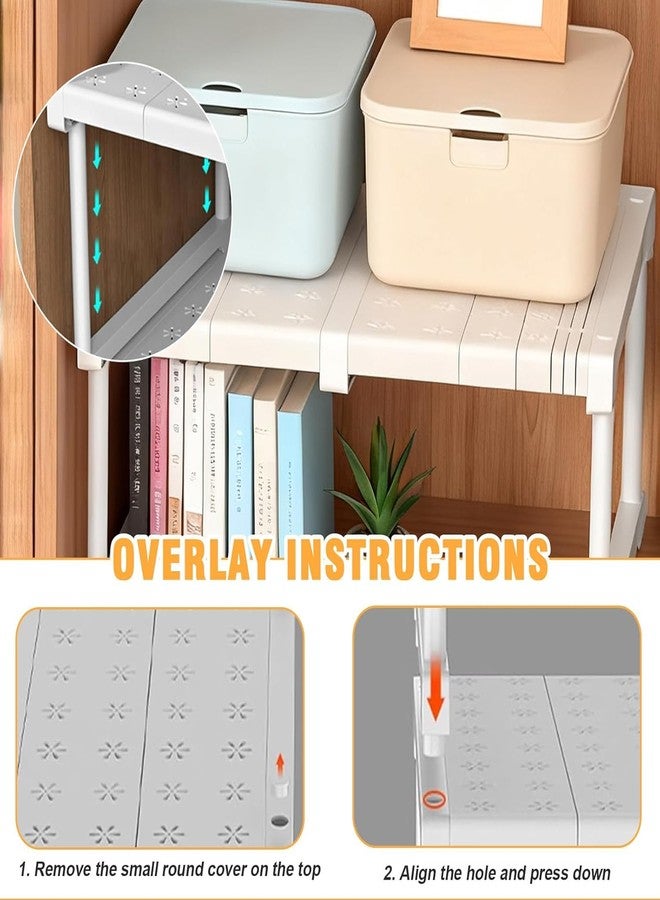 Deoxys Stackable Shelf, Wardrobe Storage Organiser, Expandable Closet Shelves, Stackable Kitchen Storage Shelves, Counter Shelves, White - Image 5