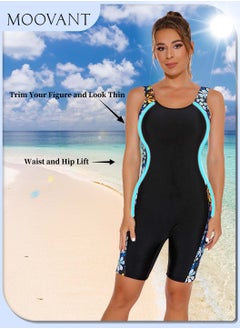 Moovant Women's One Piece Sling Swimsuit, Floral Block Surf Clothes Backless Swimwear, Conservative Beachwear Suit Jumpsuit, Wading Dress for Women  - Image 1