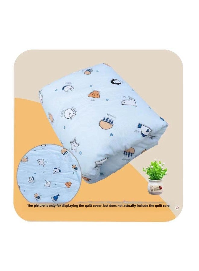 # Infant Quilt Cover Children's Cartoon Cotton Quilt Cover Newborn Baby Bag Quilt Cover Children Quilt Cover Cotton Wadding Liner-Color:Blue Underwater World (cloud Sense Cotton Quilt Cover)-Specifications:100x100cm - Image 1