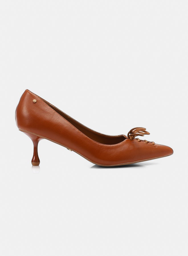 Dejavu Shoes HUA-DVTX-005 Leather Plain Stylish Pointed Toecap  Heels For Women - Image 1