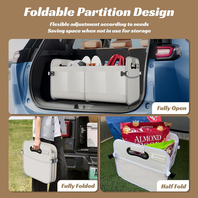 Sposuit 70L Collapsible Trunk Organizer with 11 Pockets - White - Image 4
