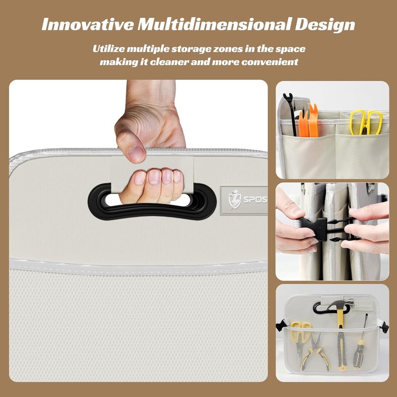 Sposuit 70L Collapsible Trunk Organizer with 11 Pockets - White - Image 5