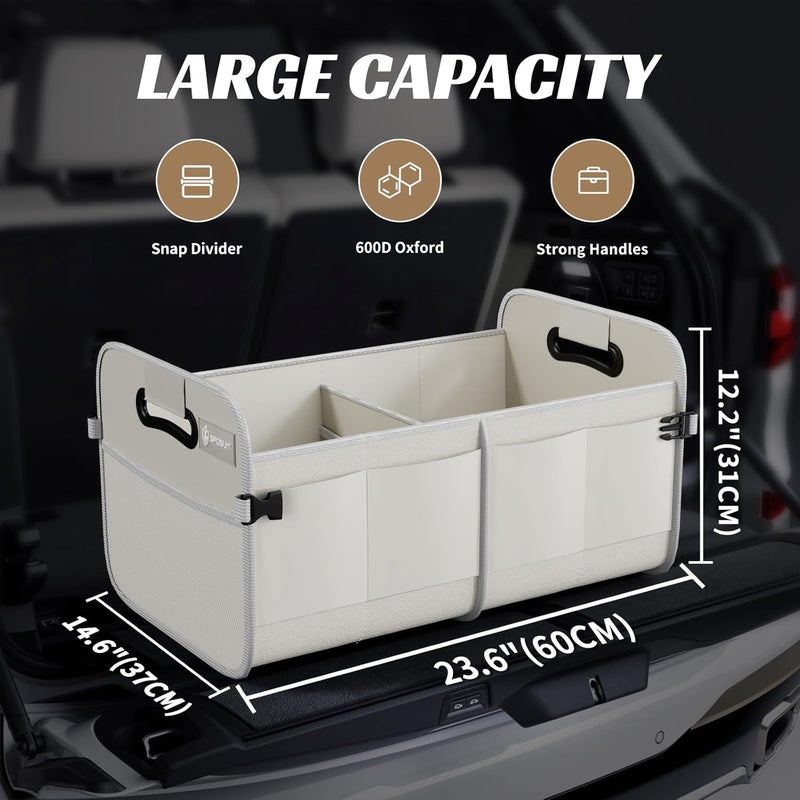 Sposuit 70L Collapsible Trunk Organizer with 11 Pockets - White - Image 2