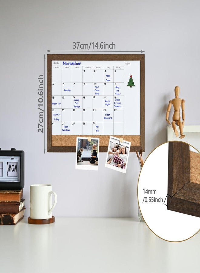 TORASO Dry Erase Calendar Whiteboard for Wal, Small Combination Dry Erase White Board & Bulletin Board, 10.5" x 14.5" Rustic Brown Framed Calendar/Cork Combo Board(ZHYL-RB-2737) - Image 4
