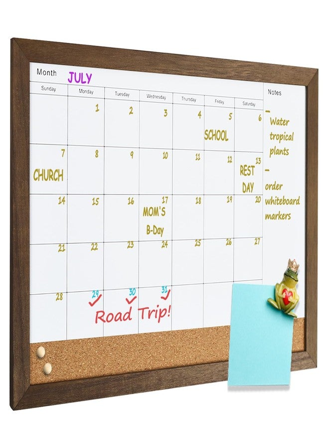 TORASO Dry Erase Calendar Whiteboard for Wal, Small Combination Dry Erase White Board & Bulletin Board, 10.5" x 14.5" Rustic Brown Framed Calendar/Cork Combo Board(ZHYL-RB-2737) - Image 2