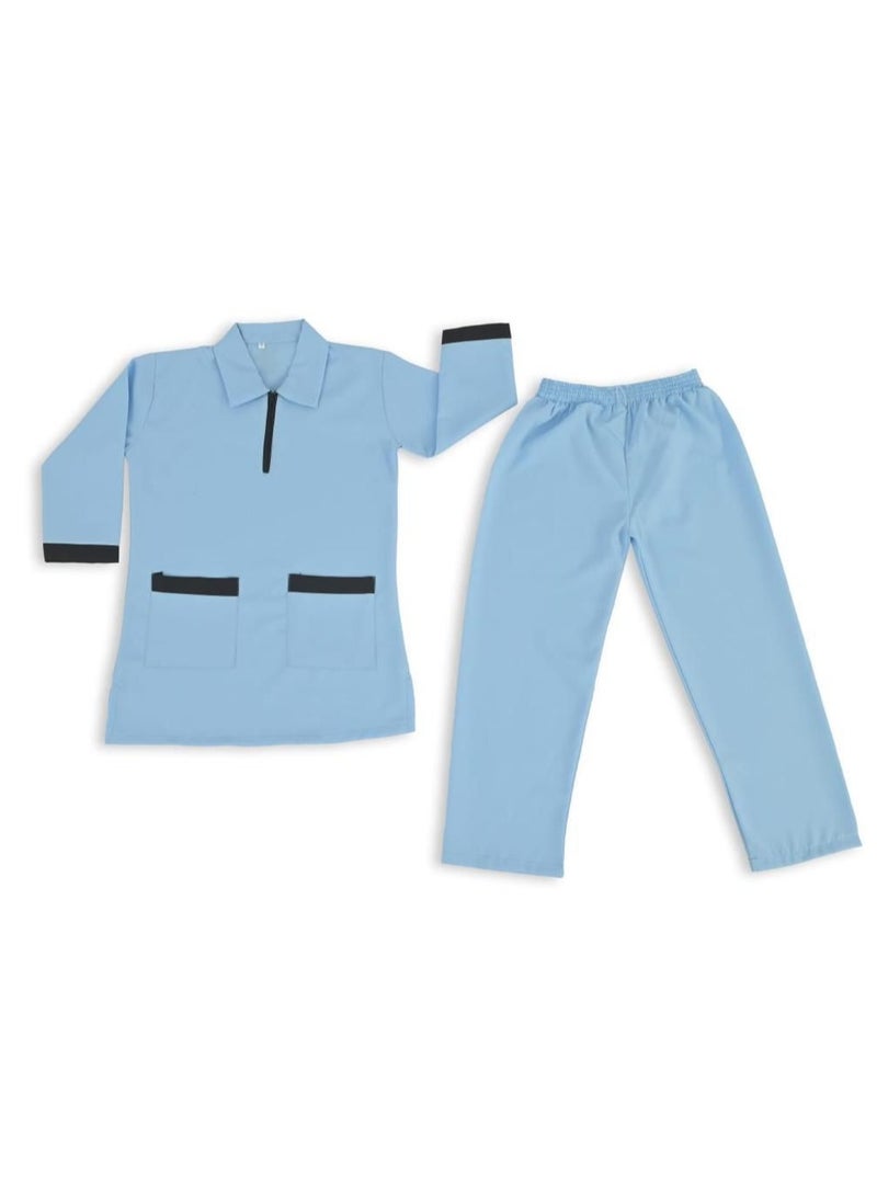 Dee's Fashion Women's Two-Piece Maid Uniform Set, 3/4 Sleeve Tunic with Collar, Maid and Nanny Dress Set With Long Pant, Scrub Set  - Image 2