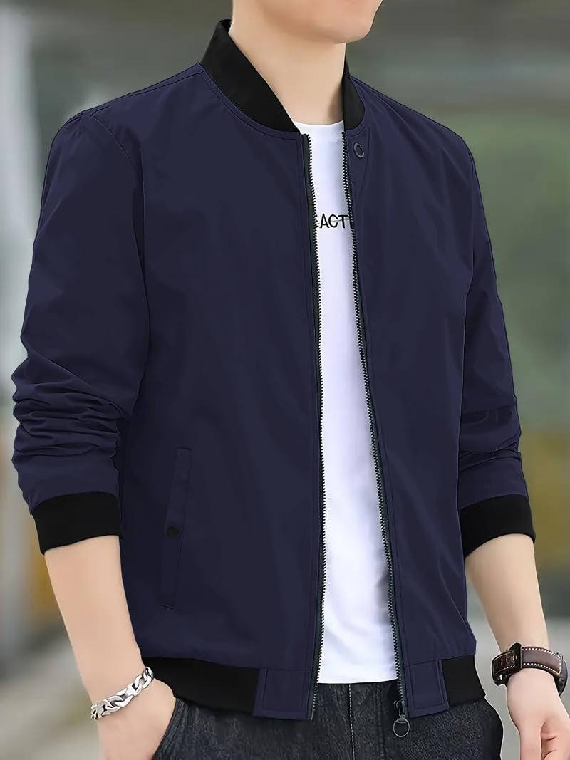 Celary Men's Bomber Jacket | Fancy Collar|| Lightweight Casual Zip-Up Jacket | Stylish Slim Fit Outerwear for All Seasons - Image 2