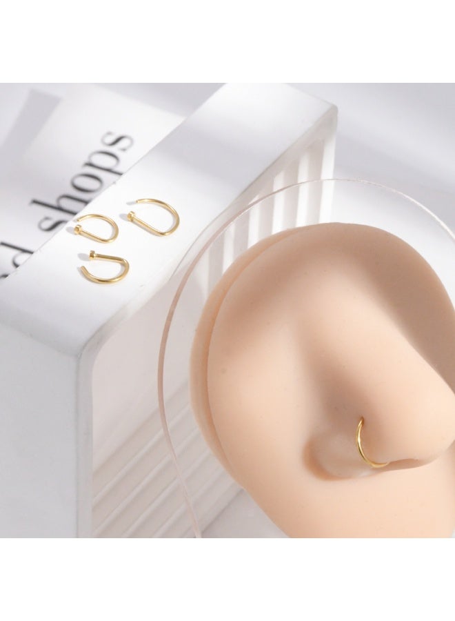 3 قطع حلقات أنف وهمية للنساء (ذهبي وفضي وأسود) مشبك أنف غير مثقوب من الفولاذ المقاوم للصدأ - Image 2