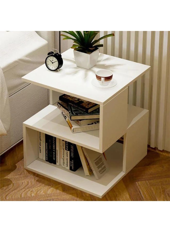 40*40*53cm Modern Nightstand Simple Bedside End Table Wooden Sofa Side Table with 2 Open Shelves for Bedroom and Bedroom, White - Image 4