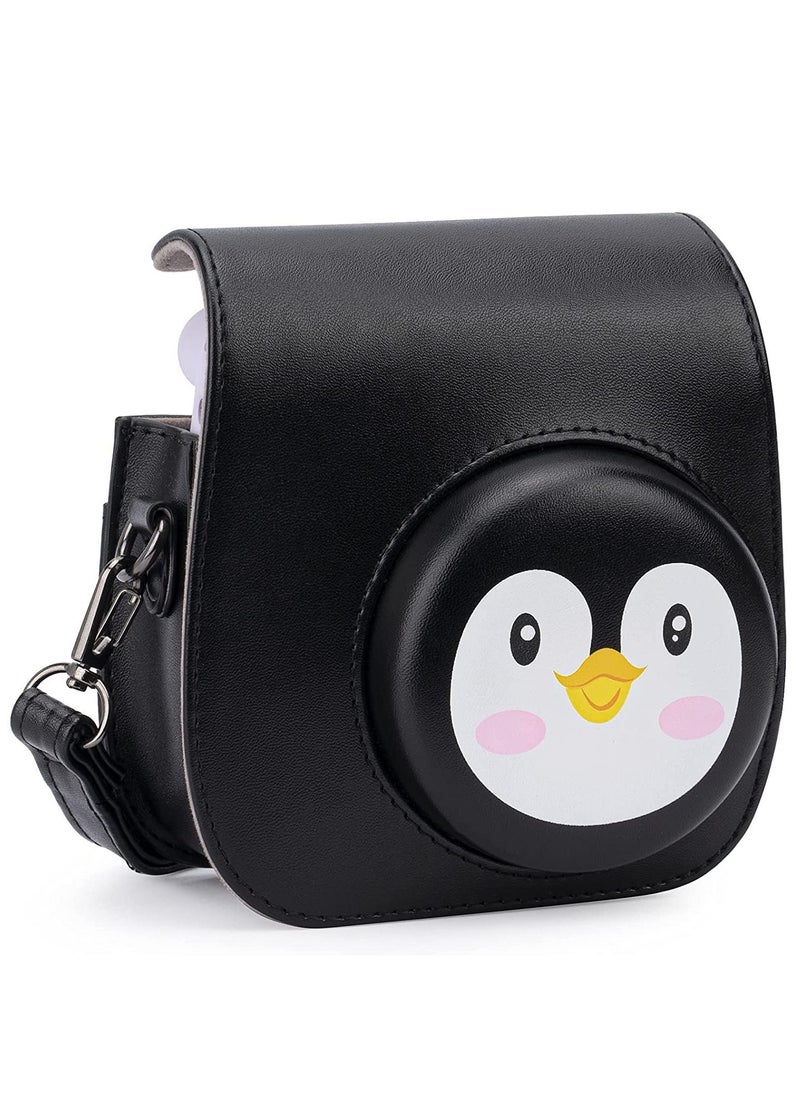 Y&D PU Leather For Instax Camera Compact Case for Fujifilm Mini 11/9/8/8+ Instant Film Black Penguin  - Image 1