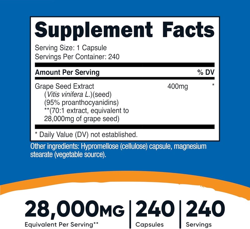 Nutricost Grape Seed Extract 28000mg 240 Capsule  NonGMO Gluten Free Vegetarian Friendly - Image 2