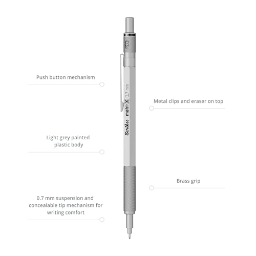 Scrikss 0.7mm Mechanical Clutch Lead Pen Pencil Light Gray Body Matri-X Series Eraser Included - Image 3