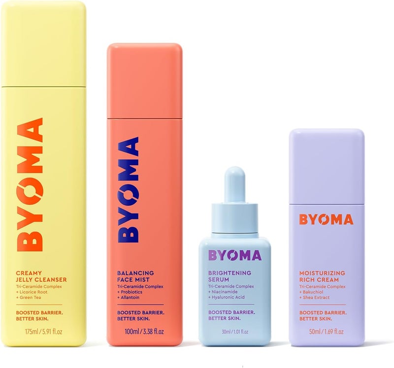 BYOMA Full Routine Bundle Creamy Jelly Cleanser 175ml Balancing Hydrating Face Mist 100ml Brightening Serum 30ml Moisturizing Rich Cream 50ml