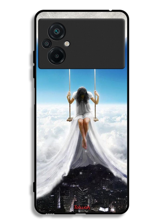 Tolwak Xiaomi Poco M5 4G Protective Case Cover Moon Clouds Town Art - Image 2