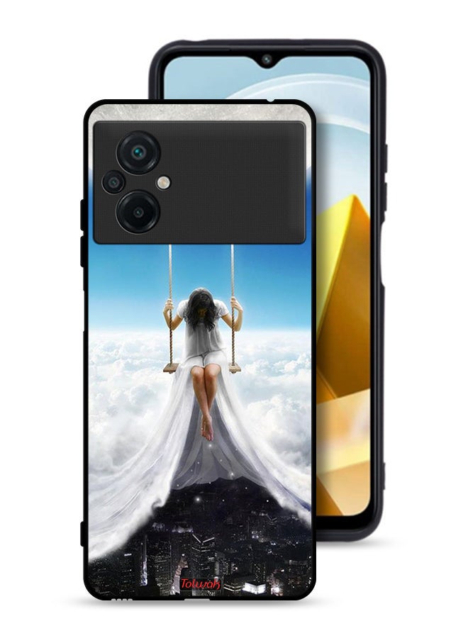 Tolwak Xiaomi Poco M5 4G Protective Case Cover Moon Clouds Town Art - Image 1