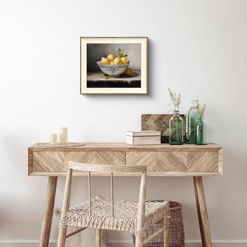 XOCUUI Farmhouse Still Life Picture Living Room Warm Moody Muted Yellow Lemon Oil Painting Art Deco Wall Art For Kitchen Rustic Vintage Decor For Bedroom Antique French Poster 8 X 10 Unframe - Image 5