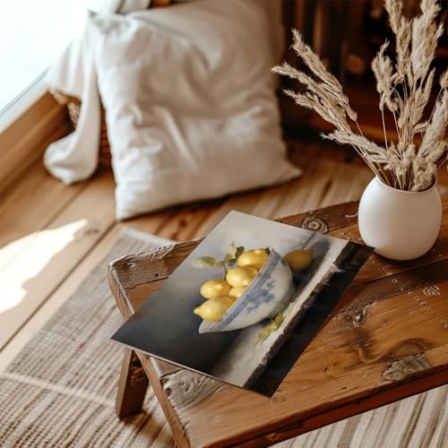 XOCUUI Farmhouse Still Life Picture Living Room Warm Moody Muted Yellow Lemon Oil Painting Art Deco Wall Art For Kitchen Rustic Vintage Decor For Bedroom Antique French Poster 8 X 10 Unframe - Image 4
