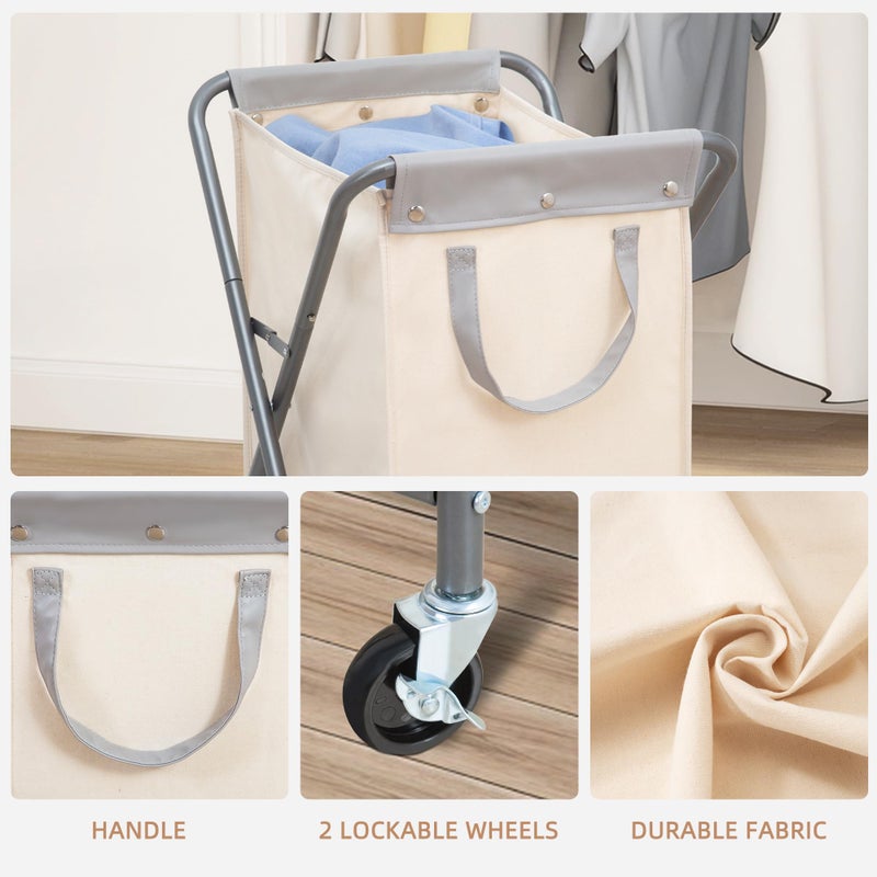 STORAGE MANIAC Collapsible Laundry Hamper with Wheels, Rolling Laundry Basket, Heavy Duty Cloth Sorter with Removable Bag, Folding X Frame Clothes Organizer Cart for Easy to Store, 1 Section - Image 5