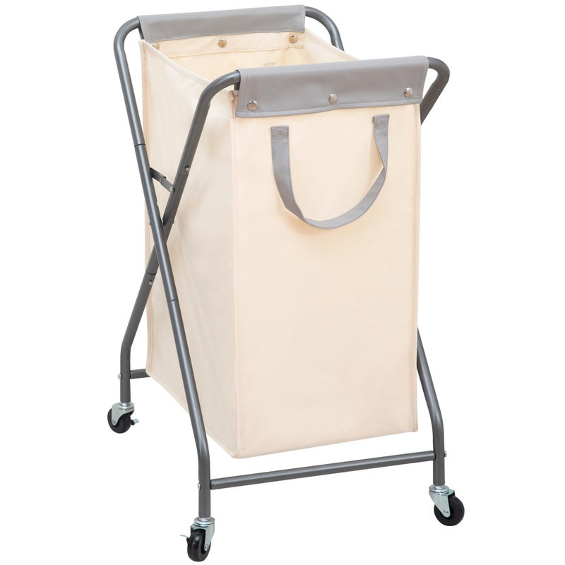 STORAGE MANIAC Collapsible Laundry Hamper with Wheels, Rolling Laundry Basket, Heavy Duty Cloth Sorter with Removable Bag, Folding X Frame Clothes Organizer Cart for Easy to Store, 1 Section - Image 1